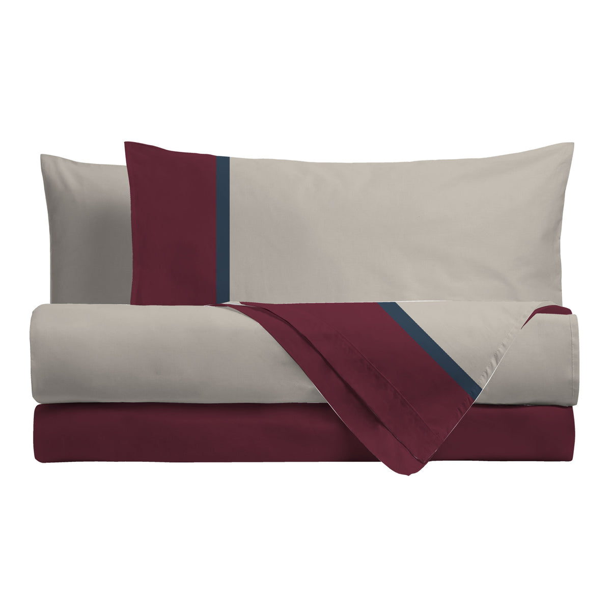 Parure Copripiumino Singolo - Fantasia Tricolor Gin Bordeaux - Amo La Casa Shop