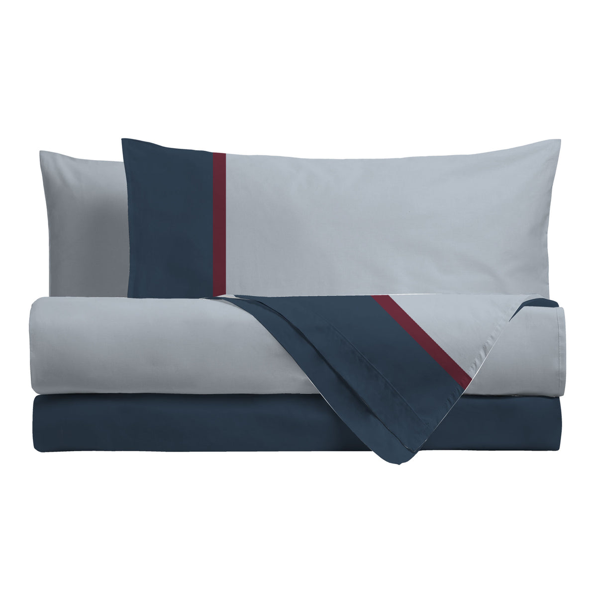 Completo Letto Singolo in Cotone con Stampa - Fantasia Tricolor Gin Azzurro - Amo La Casa Shop