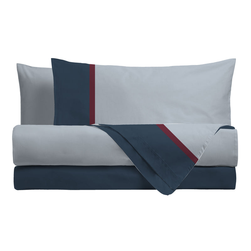 Completo Letto Matrimoniale in Cotone con Stampa - Fantasia Tricolor Gin Azzurro - Amo La Casa Shop
