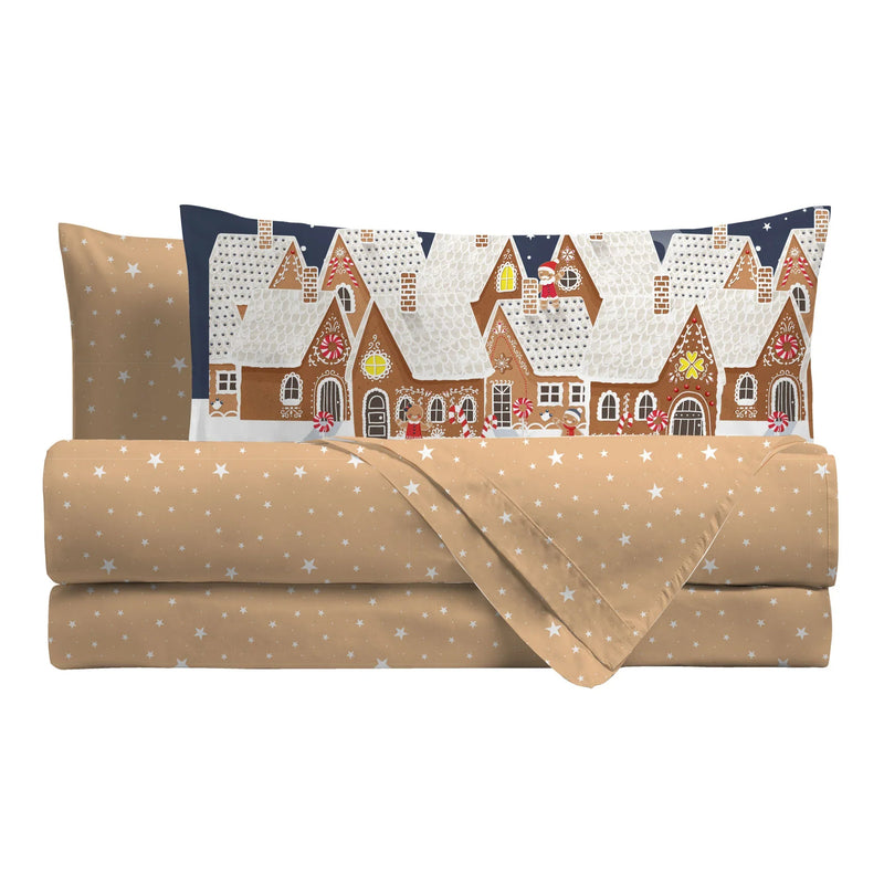 Completo Letto Piazza e Mezza con Stampa Digitale - Fantasia Sierra Sugar Gingerbread Multicolor - Amo La Casa Shop