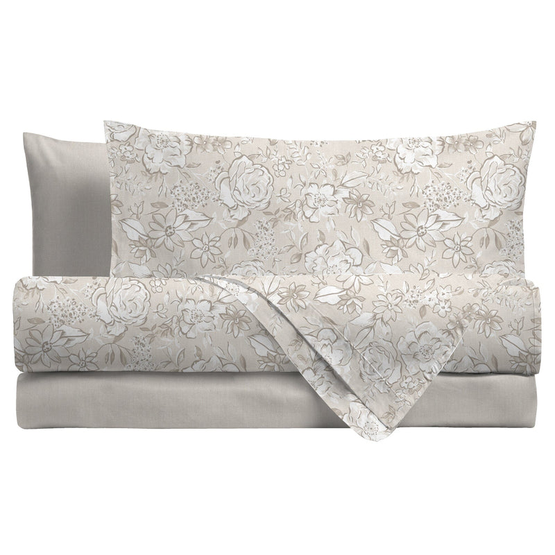 Completo Letto Singolo in Flanella - Fantasia Acqua Neja Beige