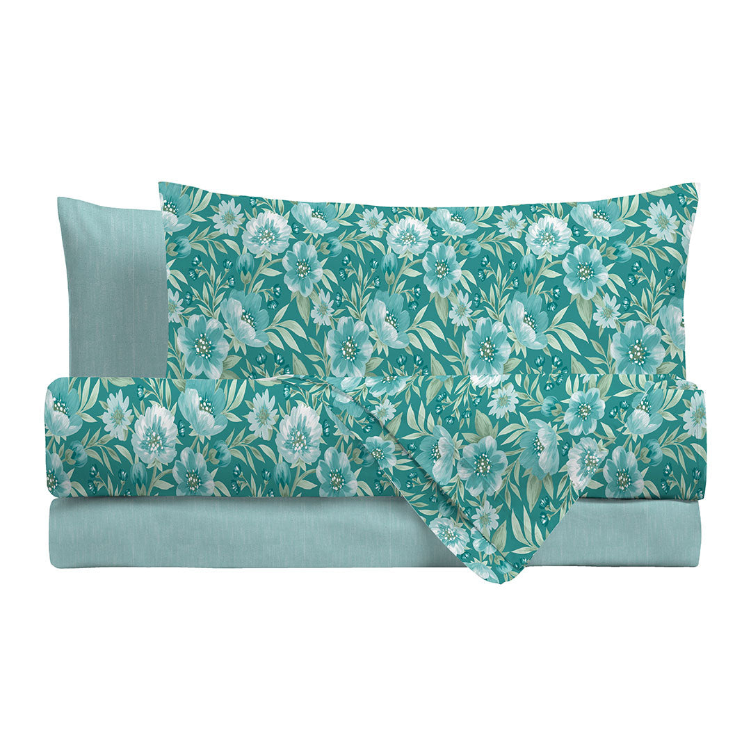Completo Letto Matrimoniale Basic Irene Teal - Amo La Casa Shop