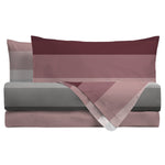 Completo Letto Piazza e Mezza in Cotone con Stampa - Fantasia Fuoco Kenneth Burgundy