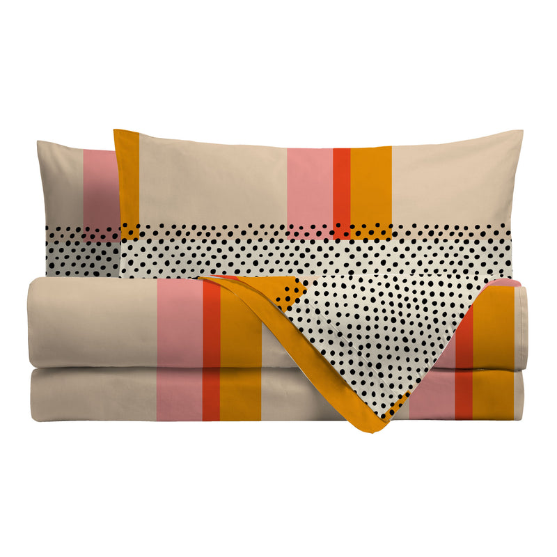 Completo Letto Matrimoniale in Cotone con Stampa Kiljan Multicolor