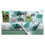 Parure Copripiumino Matrimoniale in Cotone con Stampa Digitale - Fantasia Kissfrog Green