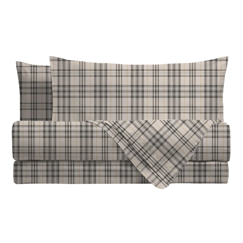 Completo Letto Singolo in Cotone con Stampa - Fantasia Himalayan Home Kody Grey - Amo La Casa Shop