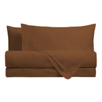 Completo Letto Singolo in Cotone - Tinta Unita Marrone
