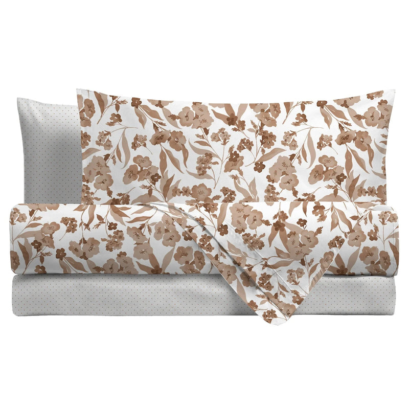 Completo Letto Matrimoniale in Flanella - Fantasia Fuoco Akilam Caramel - Amo La Casa Shop