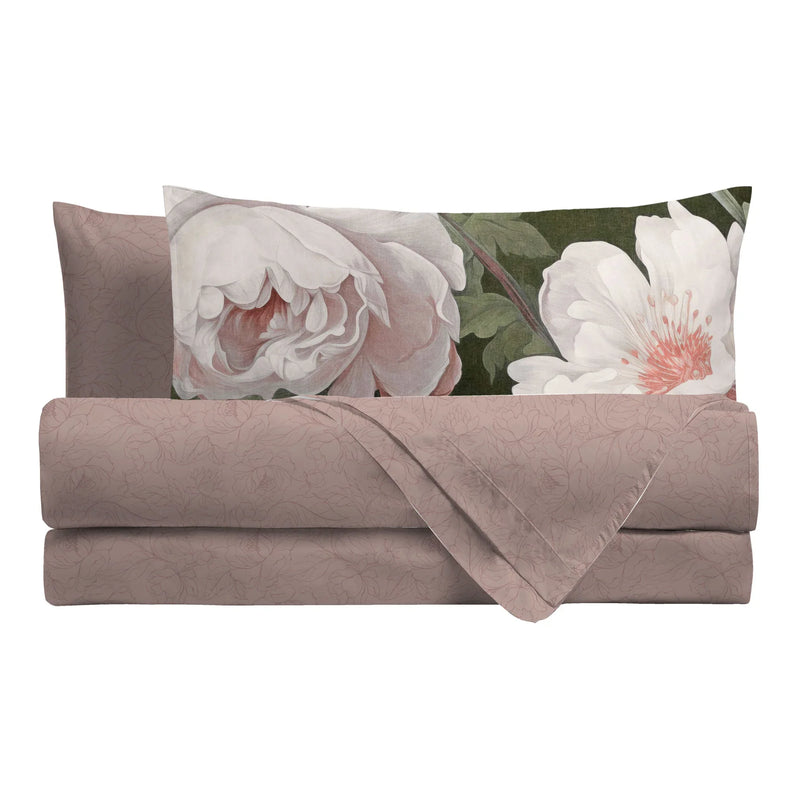 Completo Letto Singolo in Cotone con Stampa Digitale - Fantasia Absinthe Margaux Verde - Amo La Casa Shop