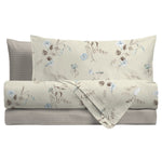 Completo Letto Matrimoniale in Cotone con Stampa - Fantasia Acqua Meredith Beige