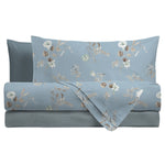 Completo Letto Matrimoniale in Cotone con Stampa - Fantasia Acqua Meredith Blu