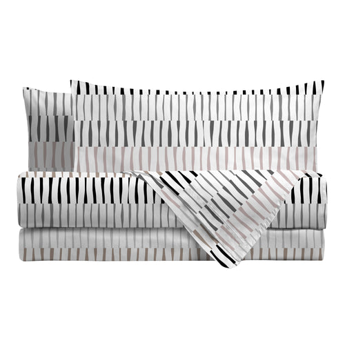 Completo Letto Singolo in Cotone con Stampa Niord Grey