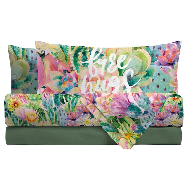 Parure Copripiumino Singolo in Cotone con Stampa Digitale - Fantasia Freehug Multicolor - Amo La Casa Shop
