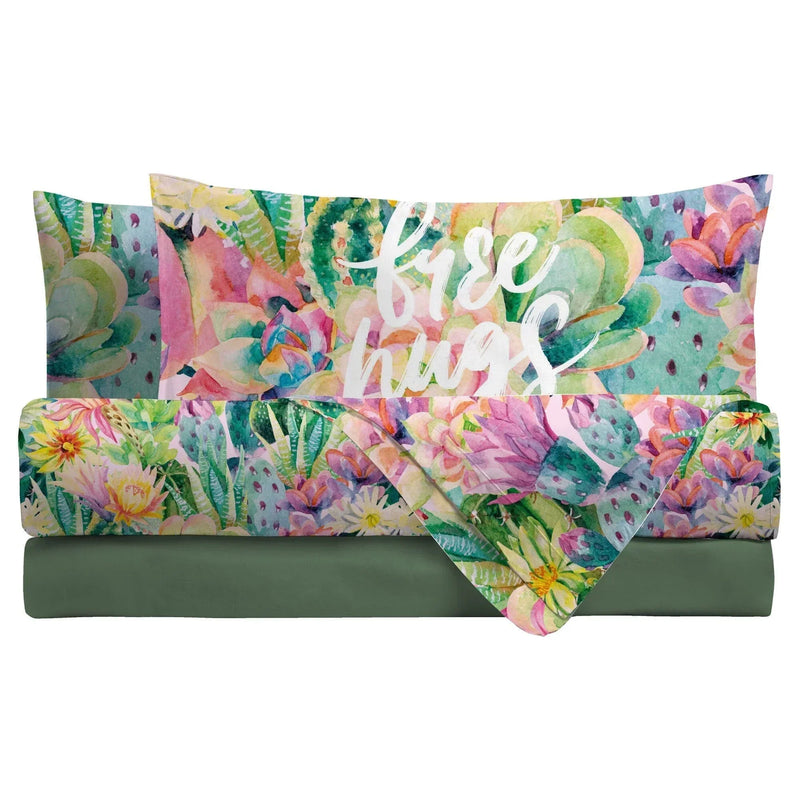 Parure Copripiumino Singolo in Cotone con Stampa Digitale - Fantasia Freehug Multicolor - Amo La Casa Shop