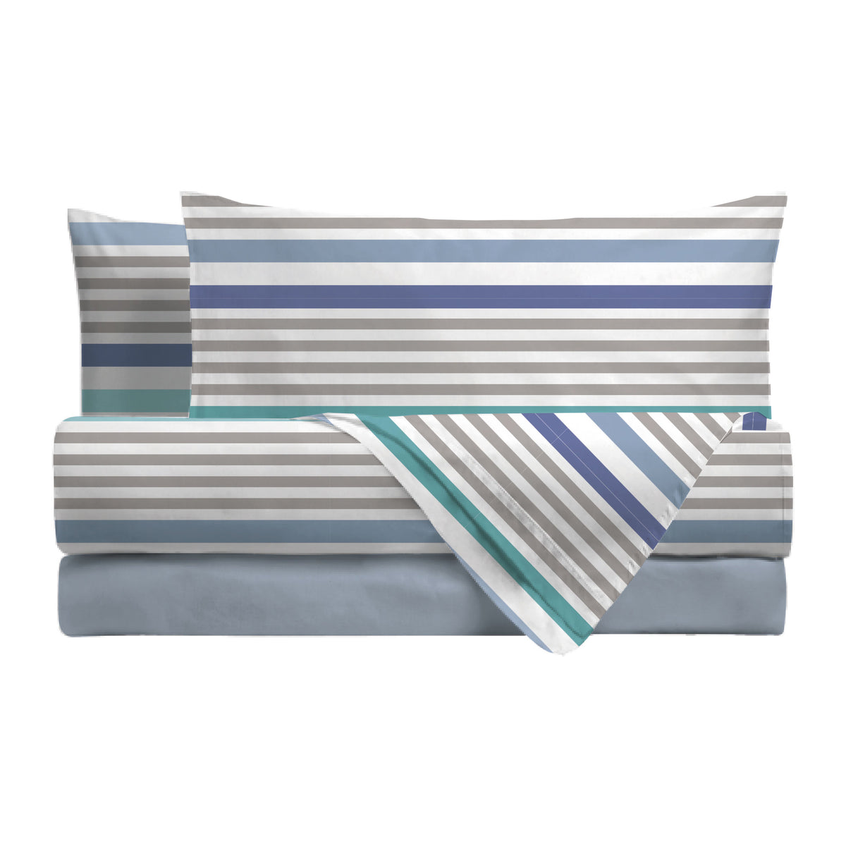 Completo Letto Matrimoniale in Cotone con Stampa - Fantasia Romeo Blue