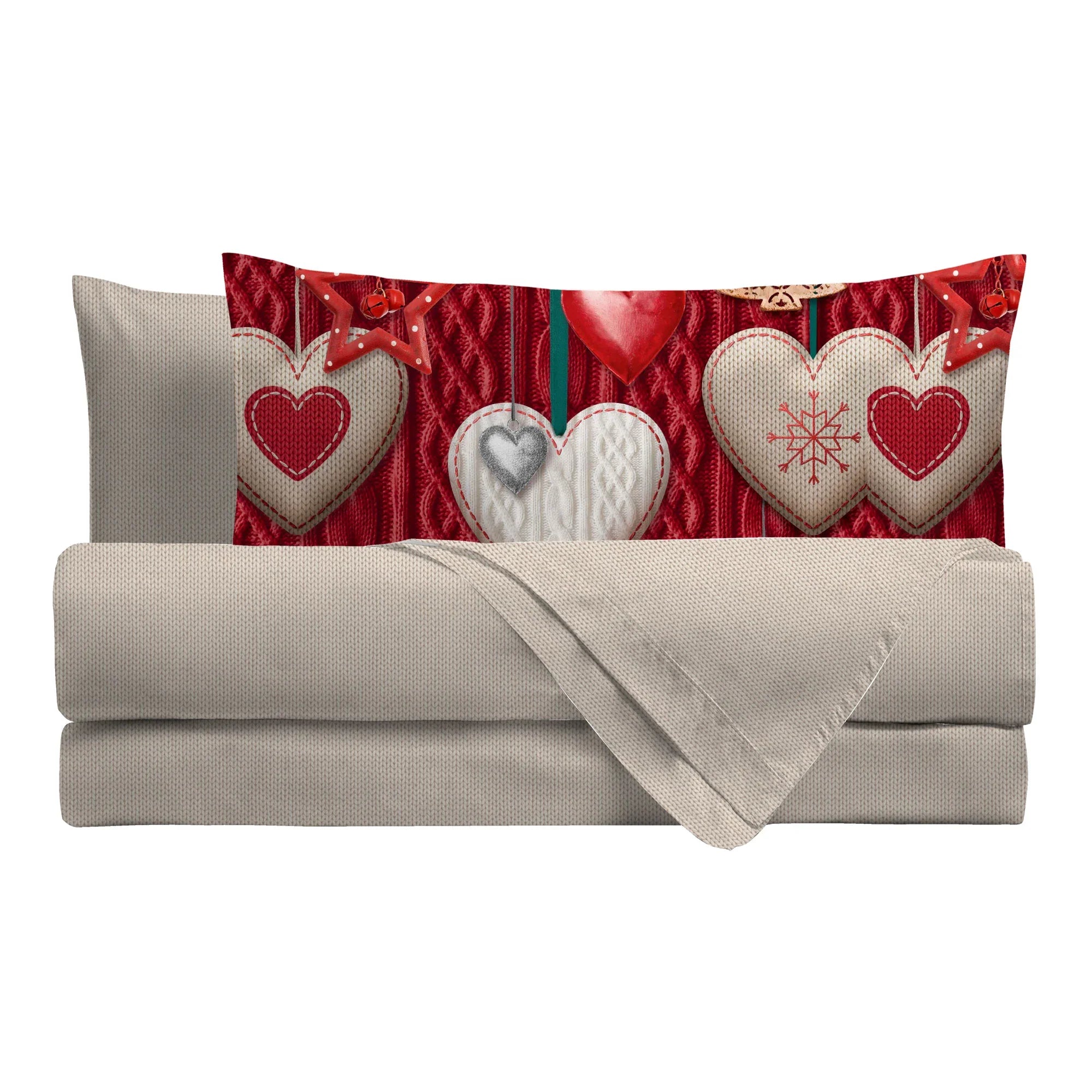 Completo Letto Matrimoniale con Stampa Digitale - Fantasia Alpine Aura Sharline Red - Amo La Casa Shop