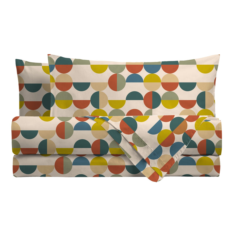 Completo Letto Matrimoniale in Cotone con Stampa Sjul Multicolor