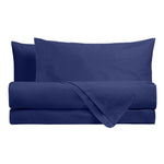 Completo Letto Matrimoniale in Microfibra Softy Yarn - Tinta Unita Blue