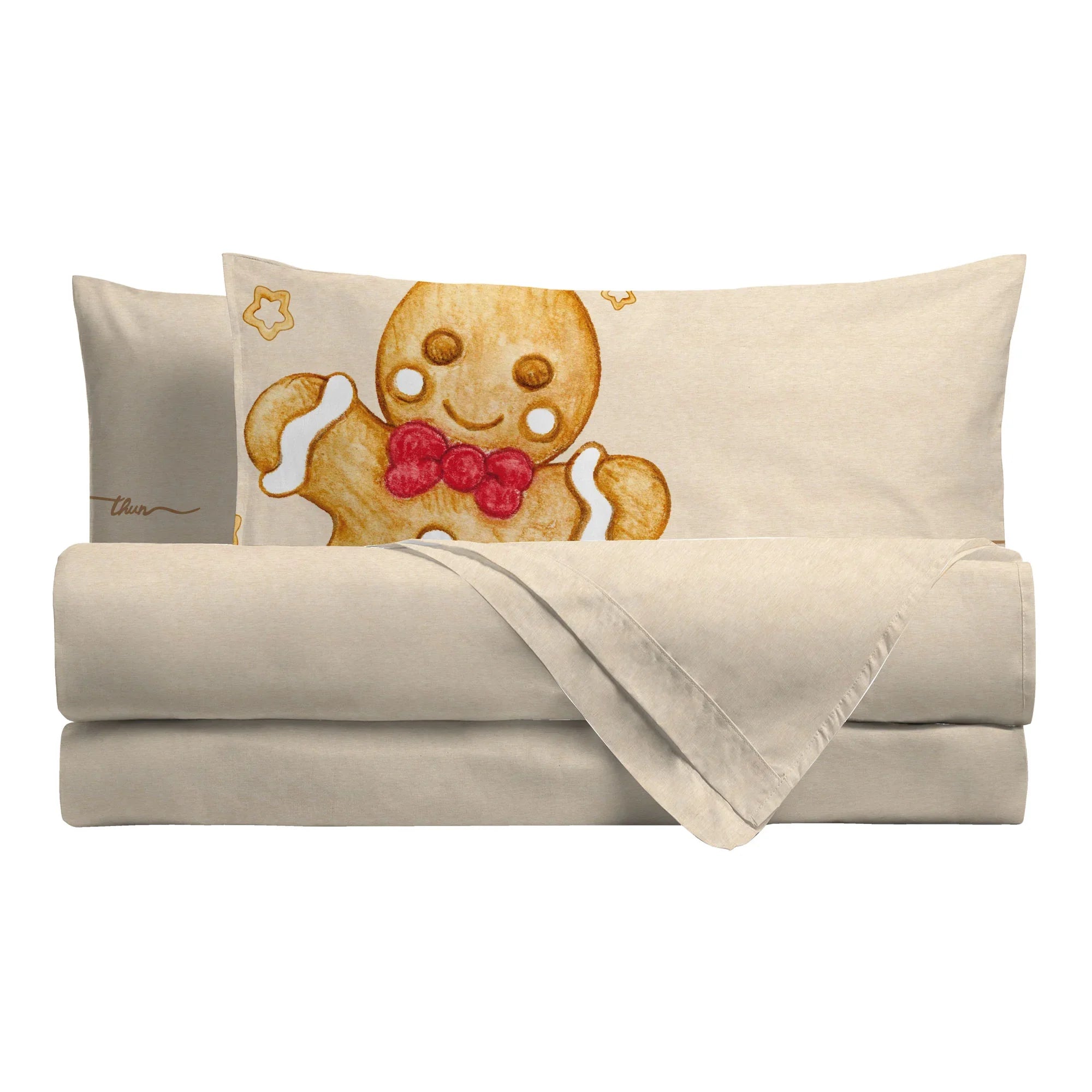 THUN® Completo Letto Piazza e Mezza - Fantasia Thunland Gingerbread Beige - Amo La Casa Shop