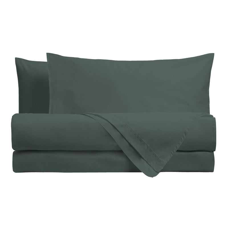 Happidea Completo Letto Piazza e Mezza in Cotone Tinta Unita Foresta