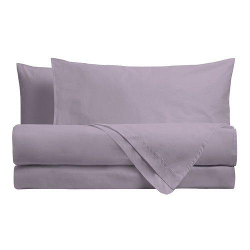 Happidea Completo Letto Matrimoniale in Cotone Tinta Unita Glicine