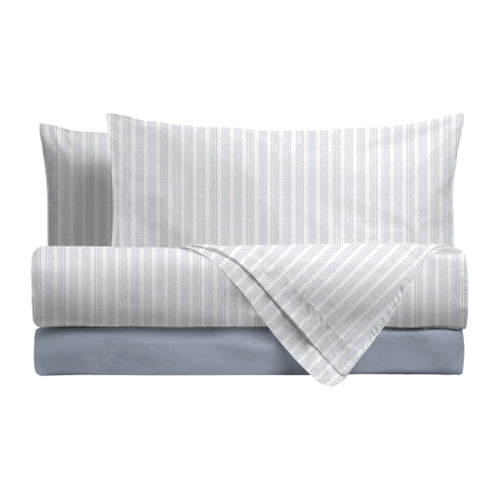 Completo Letto Matrimoniale in Cotone con Stampa - Fantasia Tweed Blue