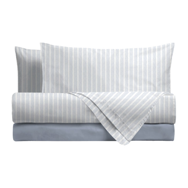 Completo Letto Matrimoniale in Cotone con Stampa - Fantasia Tweed Blue