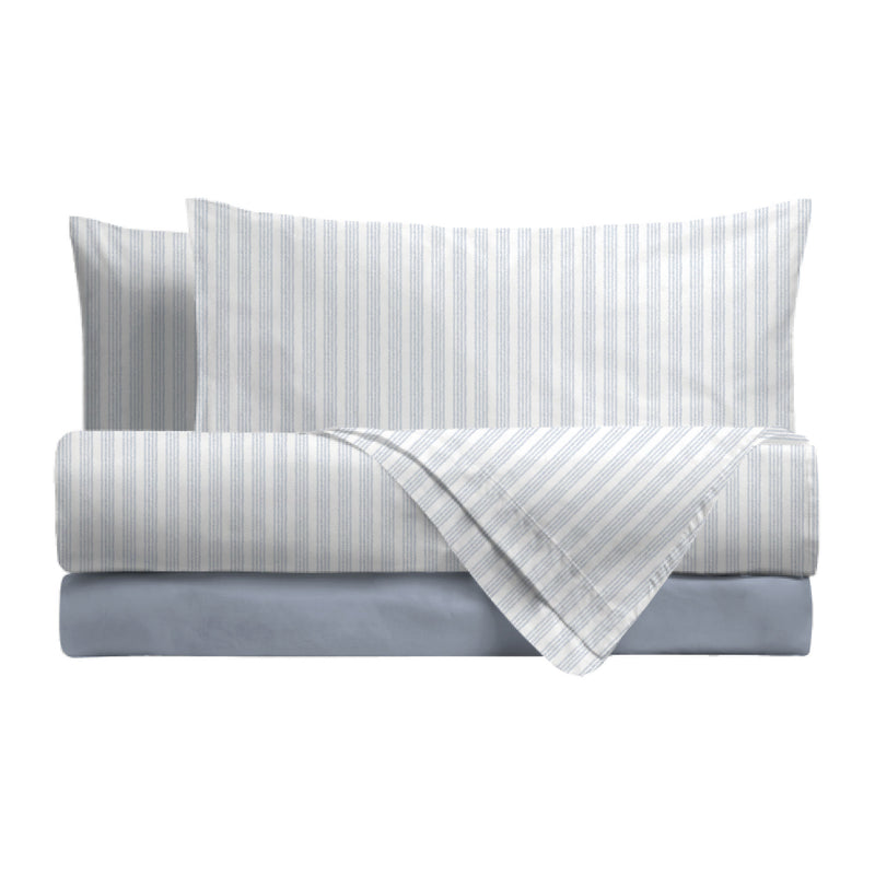 Completo Letto Matrimoniale in Cotone con Stampa - Fantasia Tweed Blue
