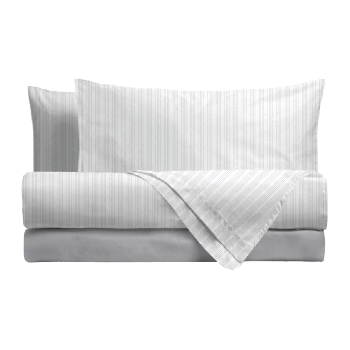 Completo Letto Matrimoniale in Cotone con Stampa - Fantasia Tweed Grey