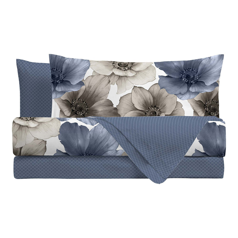 Parure Copripiumino Stampato Moscato Matrimoniale Thelma Blue - Amo La Casa Shop