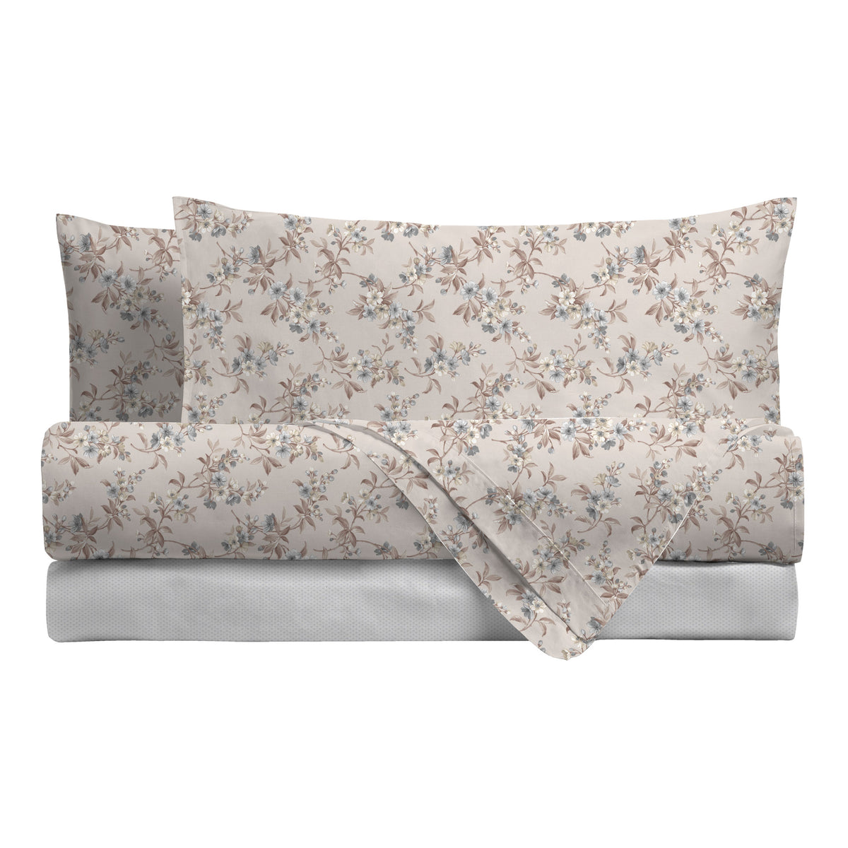 Completo Letto Singolo in Cotone con Stampa - Fantasia Hug Me Amber Taupe
