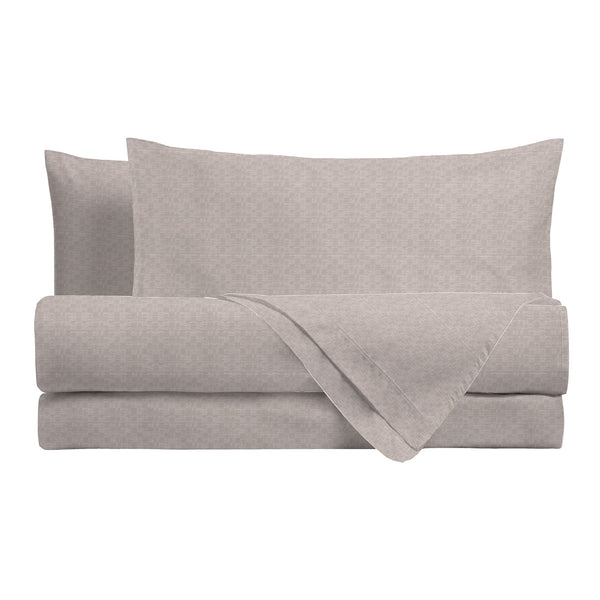 Happidea Completo Letto Matrimoniale in Flanella di Cotone con Stampa Cedric Beige
