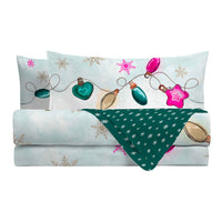 THUN® Parure Copripiumino Piazza e Mezza Natale - Fantasia Luci Lights Multicolor