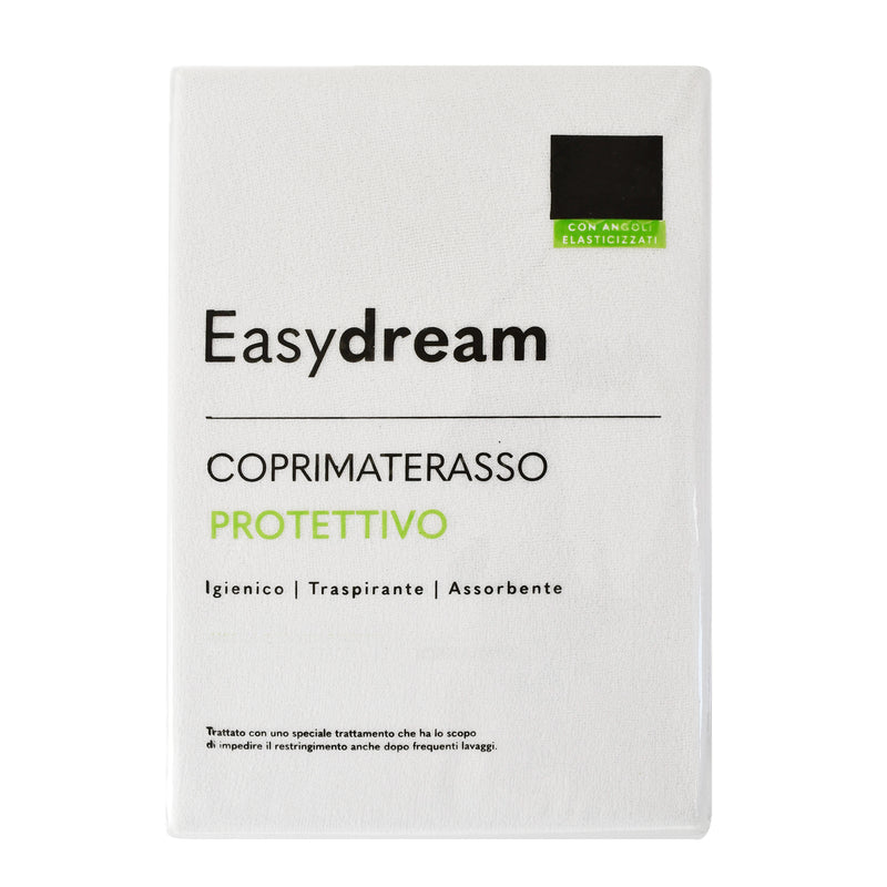 EasyDream Coprimaterasso Piazza e Mezza Protettivo in Spugna Tinta Unita Optical White - Amo La Casa Shop