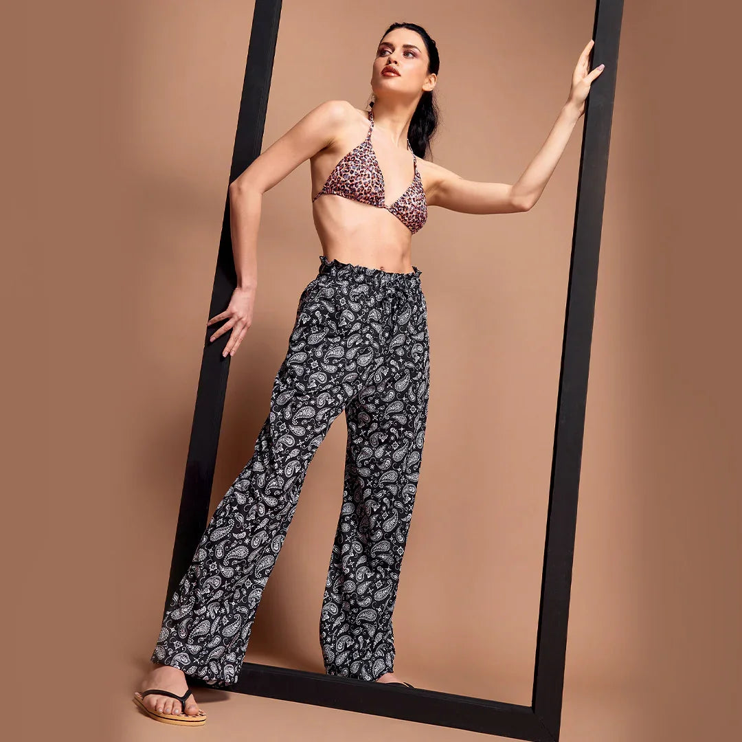 Pantaloni Donna Wilde for Leopard Lunga Dua Nero - Amo La Casa Shop