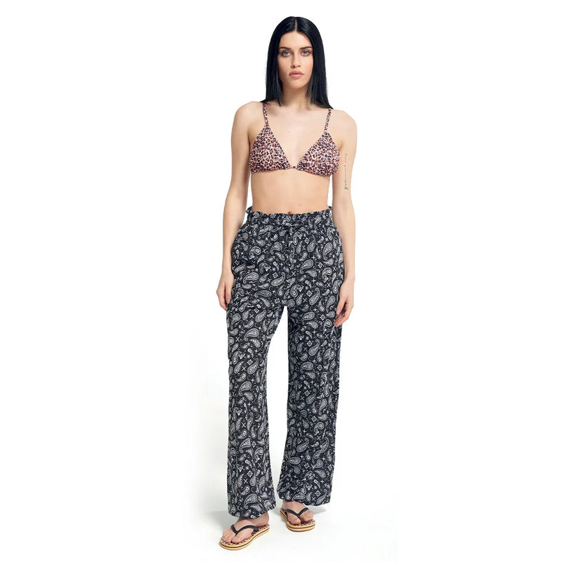 Pantaloni Donna Wilde for Leopard Lunga Dua Nero - Amo La Casa Shop