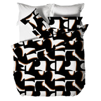 Parure Copripiumino Matrimoniale in Puro Cotone con Stampa Contemporary - Fantasia Harald Black - Amo La Casa Shop