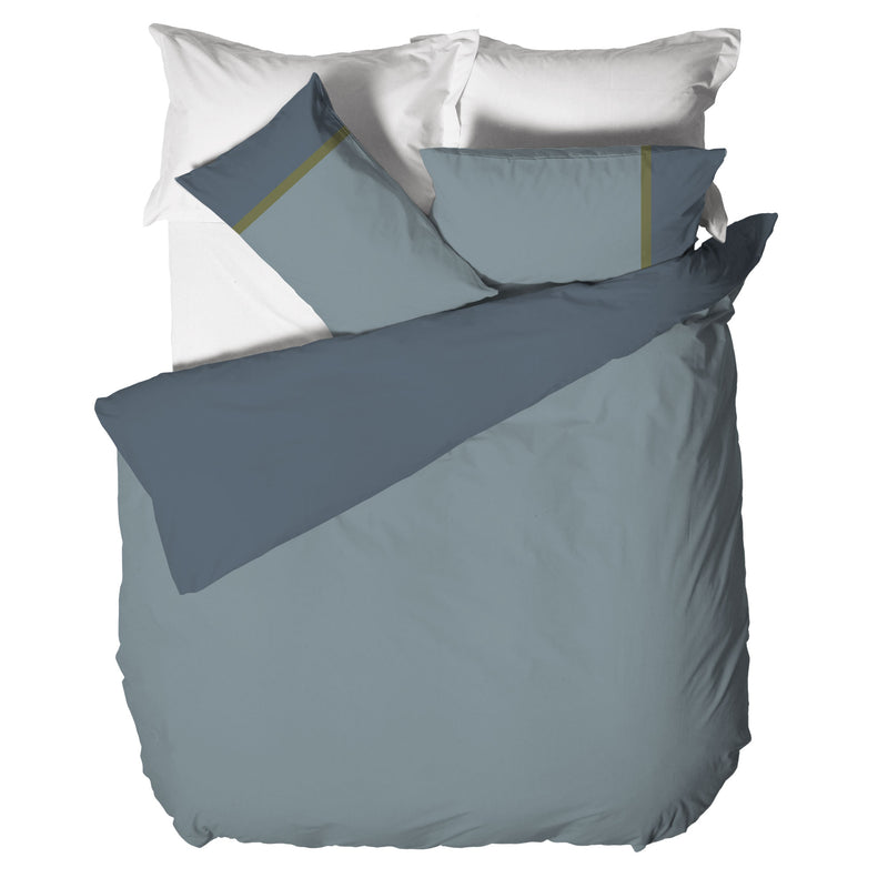 Parure Copripiumino Matrimoniale in Cotone con Stampa - Fantasia Tricolore Absinthe Dusty Teal - Amo La Casa Shop