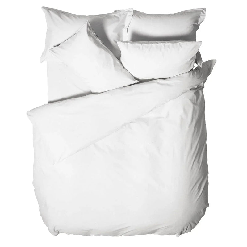 Parure Copripiumino Matrimoniale in Cotone - Tinta Unita Bianco - Amo La Casa Shop