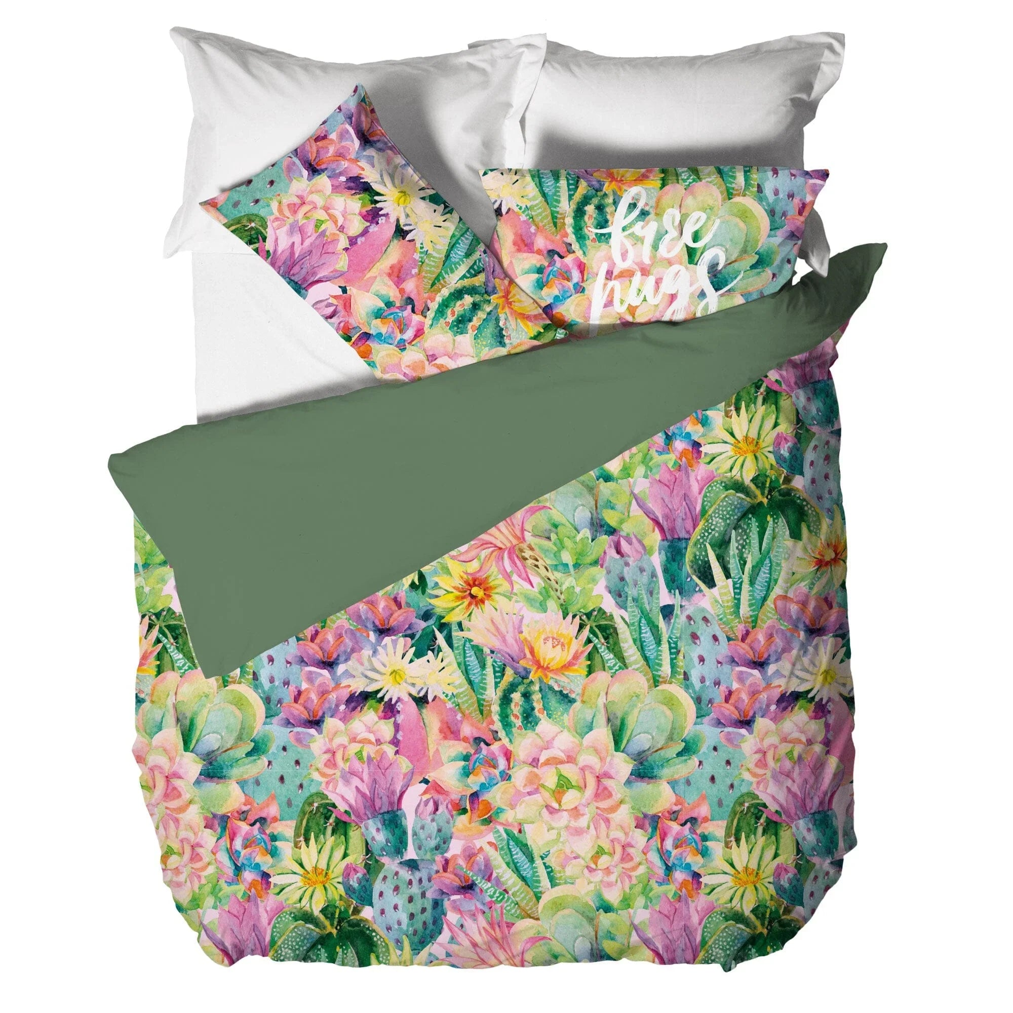 Parure Copripiumino Matrimoniale in Cotone con Stampa Digitale - Fantasia Freehug Multicolor - Amo La Casa Shop
