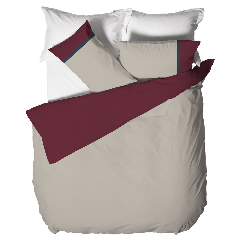 Parure Copripiumino Matrimoniale - Fantasia Tricolor Gin Bordeaux - Amo La Casa Shop