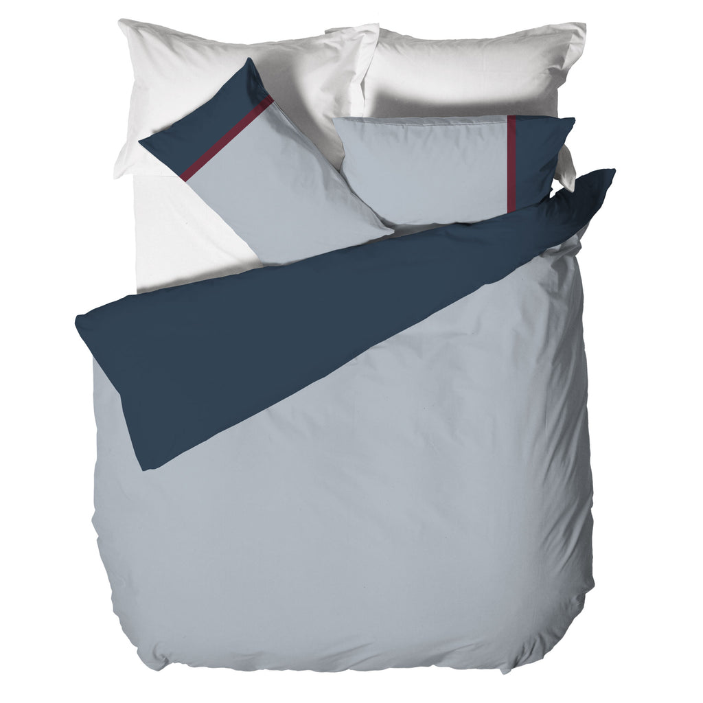 Parure Copripiumino Matrimoniale - Fantasia Tricolor Gin Azzurro - Amo La Casa Shop