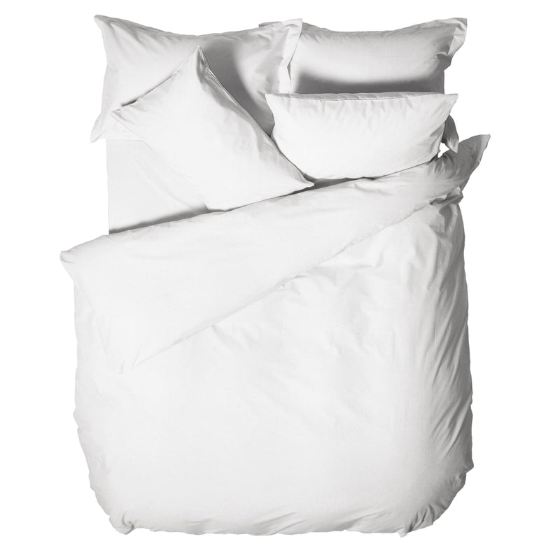 Happidea Parure Copripiumino Matrimoniale in Cotone Tinta Unita White