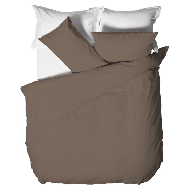 Happidea Parure Copripiumino Matrimoniale in Cotone Tinta Unita Biscotto