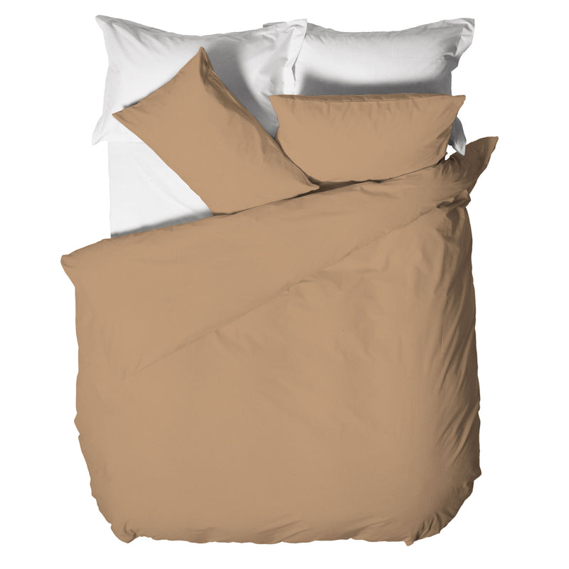 Happidea Parure Copripiumino Matrimoniale in Cotone Tinta Unita Ochre