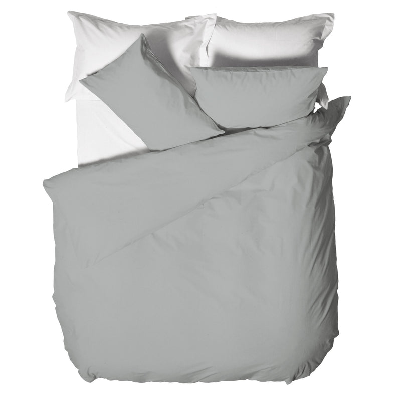 Happidea Parure Copripiumino Matrimoniale in Cotone Tinta Unita Pearl