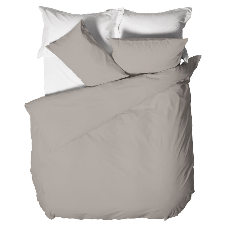 Happidea Parure Copripiumino Matrimoniale in Cotone Tinta Unita Sabbia