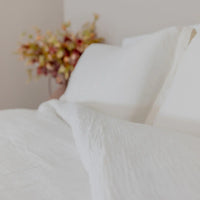 Parure Copripiumino Singolo in Mussola di Cotone Tinta Unita Off White - Amo La Casa Shop