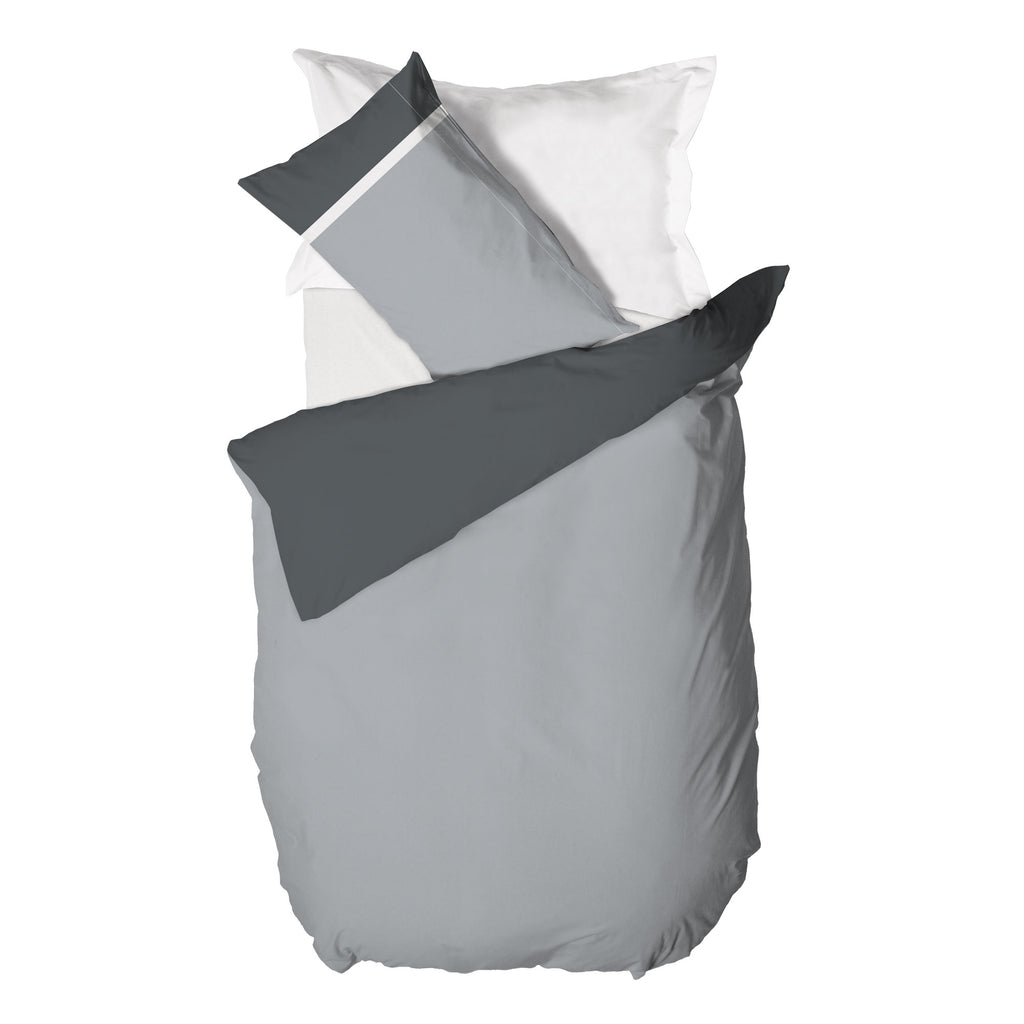 Parure Copripiumino Singolo in Cotone con Stampa - Fantasia Tricolore Absinthe Grigio - Amo La Casa Shop