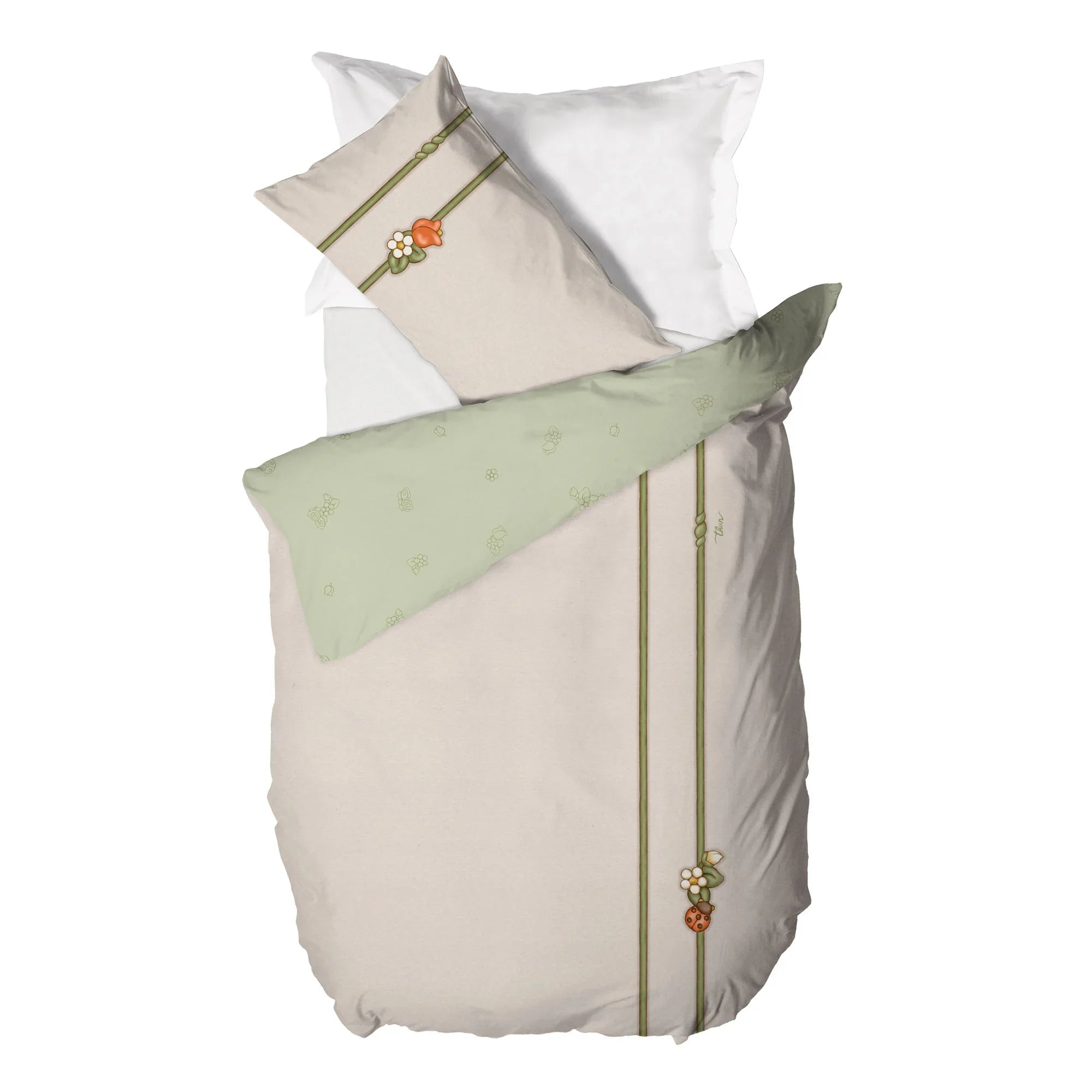 THUN® Parure Copripiumino Piazza e Mezza in Cotone Country Bloom Beige - Amo La Casa Shop